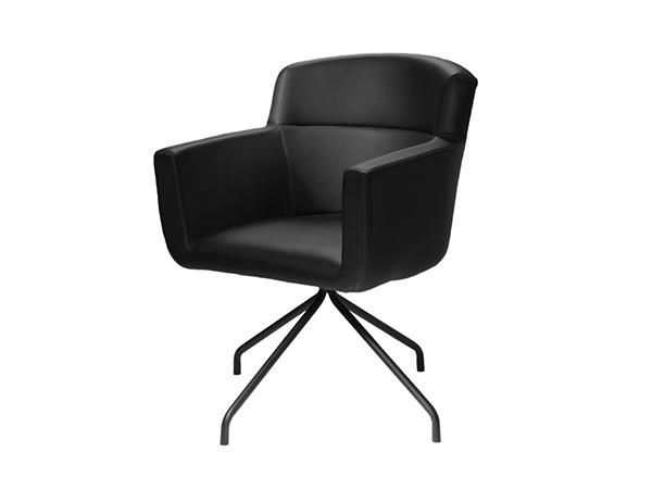 Brooklyn Meeting Chair, Swivel Base, Black, Angle - Trade Show Rental Furniture